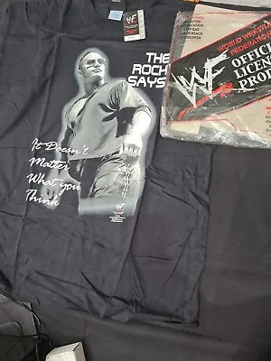 Buy WWF The Rock Shirt Mens Ex Large Black 2001 Retro WWE A1 • 49.99£