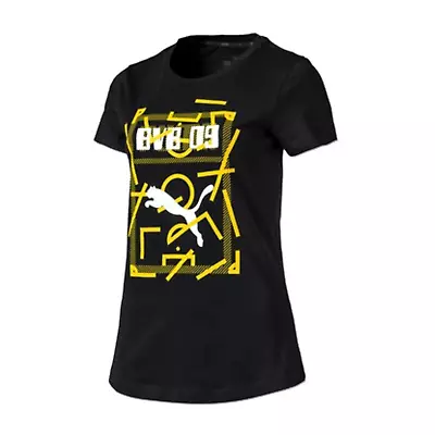 Buy Borussia Dortmund Football T-Shirt (Size L) Women's Puma DNA Graphic Top - New • 14.99£