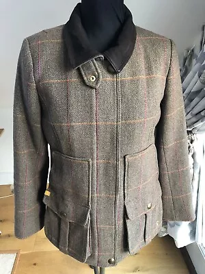 Buy Joules Ladies Jacket Field Coat UK16 Tweed Brown Check Wool  VGC • 84.95£