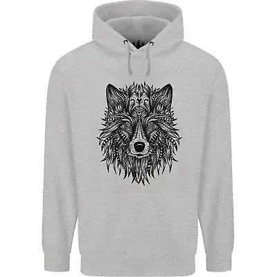 Buy Mandala Tribal Wolf Tattoo Mens 80% Cotton Hoodie • 19.99£