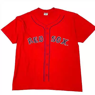 Buy Vintage  Boston Red Sox Jersey Style T-Shirt - Large • 15£