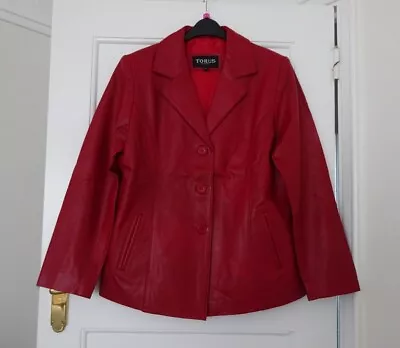 Buy TORUS Red Leather Jacket Classic Style Size 14 New - Never Worn • 40£