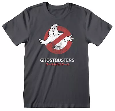 Buy Ghostbusters Japanese Logo Charcoal T-Shirt NEW OFFICIAL • 15.19£
