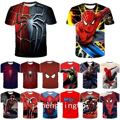 Buy 3D Spiderman T-Shirt Kids Boys Marvel Superheros Short Sleeve Tee Top Gift • 5.98£