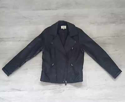 Buy Papaya Weekend Women's Black Faux Leather Jacket Size 14 Zip Button VGC Biker • 14.99£
