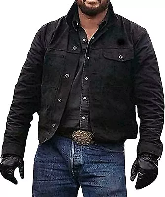 Buy Men's Yellowstone Cole Hauser Rip Wheeler Stylish Denim Black Cotton Jacket • 40.45£