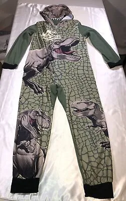 Buy Jurassic World Pajamas Kids 1 Piece Zip Hood Dinosaur Teeth Size 10/11 • 14.09£
