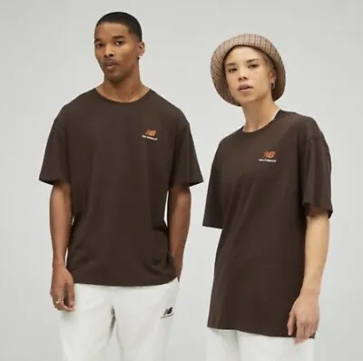 Buy New Balance Unisex Uni-essentials Cotton T-shirt In Brown Size U2 • 17£