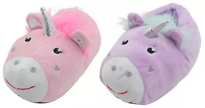 Buy Slumberzzz Girls 3D Low Pile Plush Unicorn Slippers • 6.99£