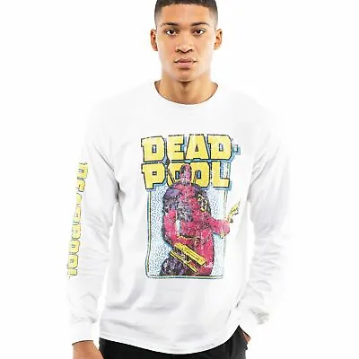 Buy Official Marvel Mens Deadpool 90's Arm Long Sleeve T-shirt White  S - XXL • 10.50£