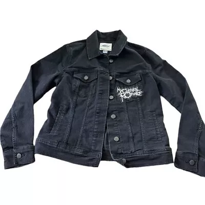 Buy Old Navy My Chemical Romance Womens Black Denim Jean Jacket DIY Patch Size Small • 16.54£