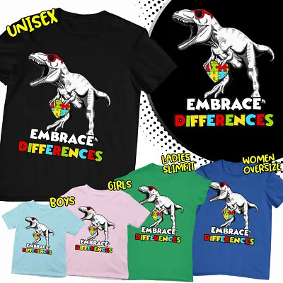 Buy Embrace Differences Autism Awareness Mens Womens Boys Girls T-Shirts Tee Top-AD • 9.99£