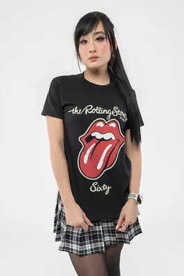 Buy The Rolling Stones Sixty Plastered Tongue Suede Applique Boyfriend Fit T Shirt • 15.93£