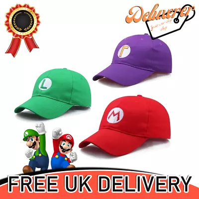 Buy Super Mario Bros Baseball Cap Mario Luigi Costume Cosplay Hats Gift • 3.95£