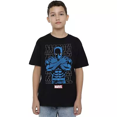 Buy Marvel Kids T-Shirt Black Panther Stripes Top Tee 7-13 Years Official • 11.99£