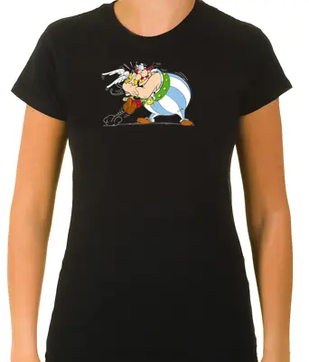 Buy Asterix & Obelix Funny Characters  3/4 Short Sleeve T Shirt Woman K1023 • 9.51£