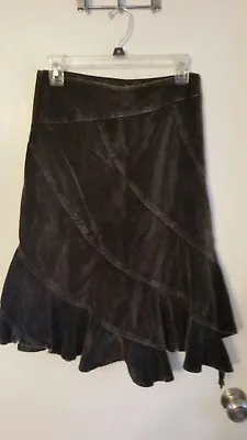 Buy CLOTHES BRAND Black Distressed Velour/Velvet Tiered Full Skirt Boho Gypsy Sz 4 • 28.92£