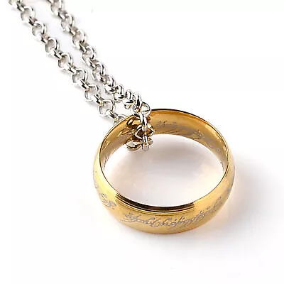 Buy Lord Of The Rings Necklace Lotr Jewelry The One Ring Of Power - Gold Plated! • 6.92£