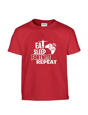 Buy Eat Sleep Gaming Fortnite Repeat Funny Cool Kids T-shirt Slogan Novelty Present • 5.99£