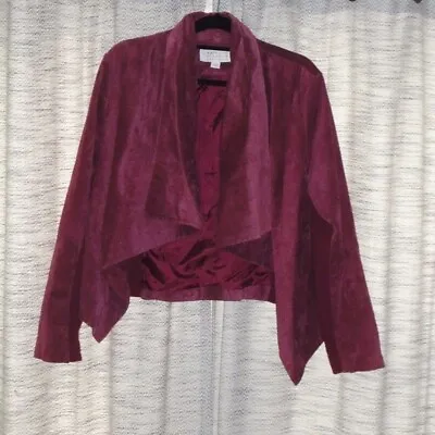 Buy Badgley Mischka American Glamour Suede Open Front Waterfall Jacket Size Small • 33.07£