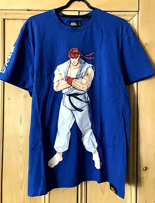 Buy Men's T-shirt Size L Street Fighter Blue With Print Primark Capcom • 9.99£