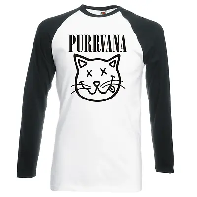 Buy Funny Purrvana Longsleeve Baseball T-shirt • 16.99£