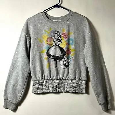 Buy Alice In Wonderland Sweatshirt Size M Gray Pull Over Long Sleeves Graphic Disney • 12.50£