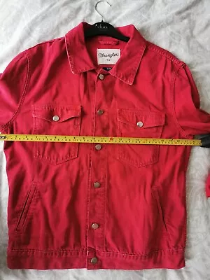 Buy Wrangler Slim-Fit Red Denim Jacket XXL (Fits Like Large) • 38£