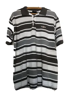 Buy Guinness Striped Polo Shirt T-Shirt Brewmania Top Brown White Cotton Size Large • 9.99£