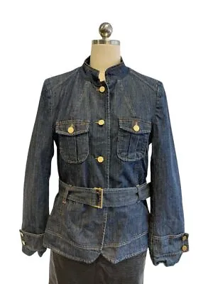 Buy Marks & Spencer Women's Blue Denim Military Style Jacket With Belt - UK 10 • 18£