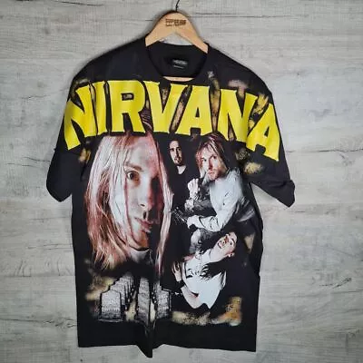 Buy Nirvana Single Stitch Band Tee Shirt Black W/ Graphic Print • 40£