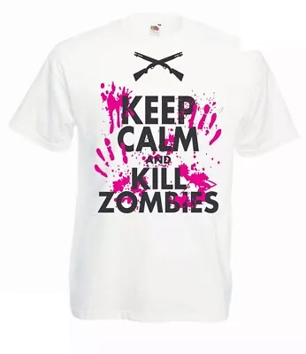Buy Keep Calm And Kill Zombie White Colour T,shirt Medium Size • 8.99£