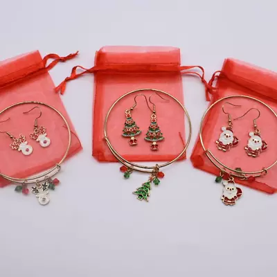 Buy Christmas Jewellery Earrings Xmas Tree Novelty Dangle Drop Santa Tree Gift • 4.98£