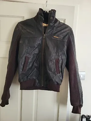 Buy Womens Worn Leather Effect Superdry Jacket Size Small • 20£