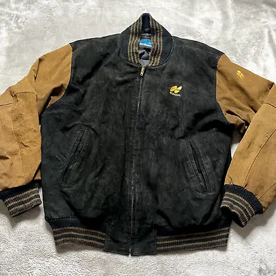 Buy Tri Mountain Leather Jacket Mens Medium Tan Leather Bomber Varsity Topcon Coat • 20.06£