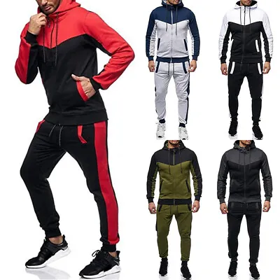 Buy Men Casual Warm Fleece Track Suit Jogging Set Hooded Jacket And Pants Sweat Suit • 29.99£