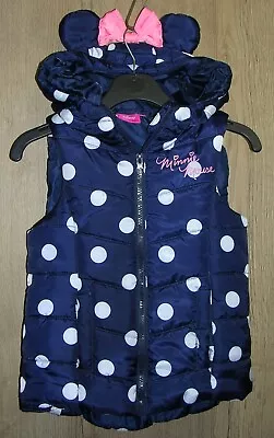 Buy Minnie Mouse Girls Navy Blue Quilted Gilet Coat Riding Jacket Age 5 110cm • 12.99£