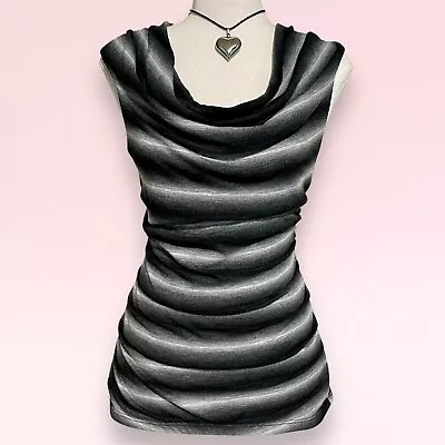 Buy Vintage Y2k Gray Black Ruched Goth Fairy Grunge Coquette Boho Cowl Tank Top S • 17.01£