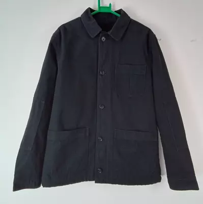 Buy Marks & Spencer Jacket Size M Black Cotton Short Collared Sherpa Buttons NWOT F2 • 9.99£