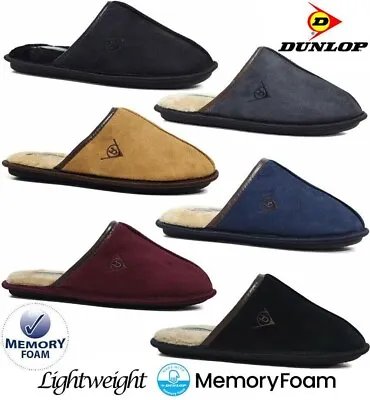Buy Dunlop Mens Slippers New Winter Warm Fur Cosy Luxury Indoor Slip On Shoes Size • 7.95£