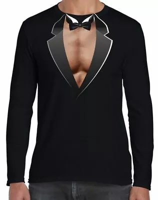 Buy TUXEDO MUSCLES LONG SLEEVED FANCY DRESS T-SHIRT - Stag Do Party Six Pack Funny • 15.95£