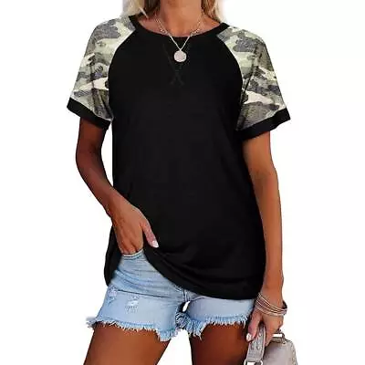 Buy Women Camo Printed T-Shirt Tunic Tops Ladies Casual Loose Blouse Pullover Tee • 11.19£