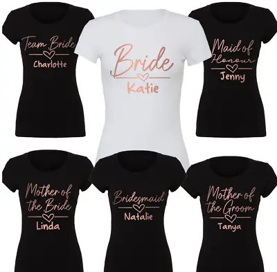 Buy Hen Do T-shirts Personalised T-shirt Bride Top Bridal Party  Wedding Rose Gold • 7.99£