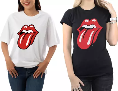Buy Rolling Stones T Shirt Vibrant Tong Lip Print Womens Tops Casual Ladies Cotton T • 8.99£