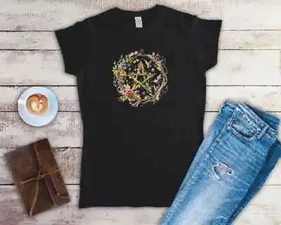 Buy Floral Pentagram Ladies Fitted T Shirt Sizes Small-2XL • 12.49£