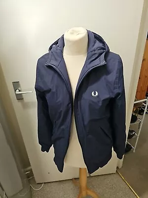 Buy Fred Perry Jacket - Youths Large Dark Blue VGC Hooded • 14.99£