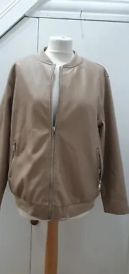 Buy Frank Usher Faux Leather Zip Up Bomber Jacket W Printed Turn Back Cuff Small S • 16£