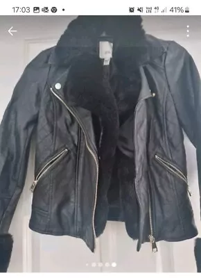 Buy River Island Faux Leather Jacket Size 6 • 8£