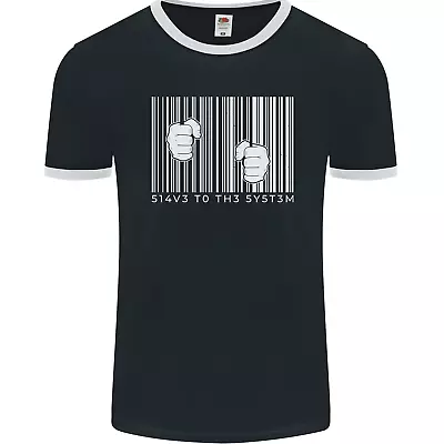 Buy Slave To The System Anti Capitalism Mens Ringer T-Shirt FotL • 11.99£