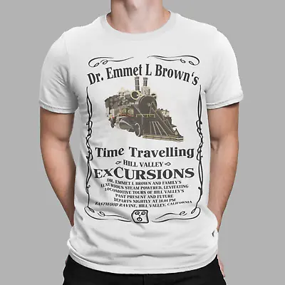 Buy Back To The Future T-Shirt Train Doc Brown Time Travel Tours Hill Valley Movie  • 6.99£